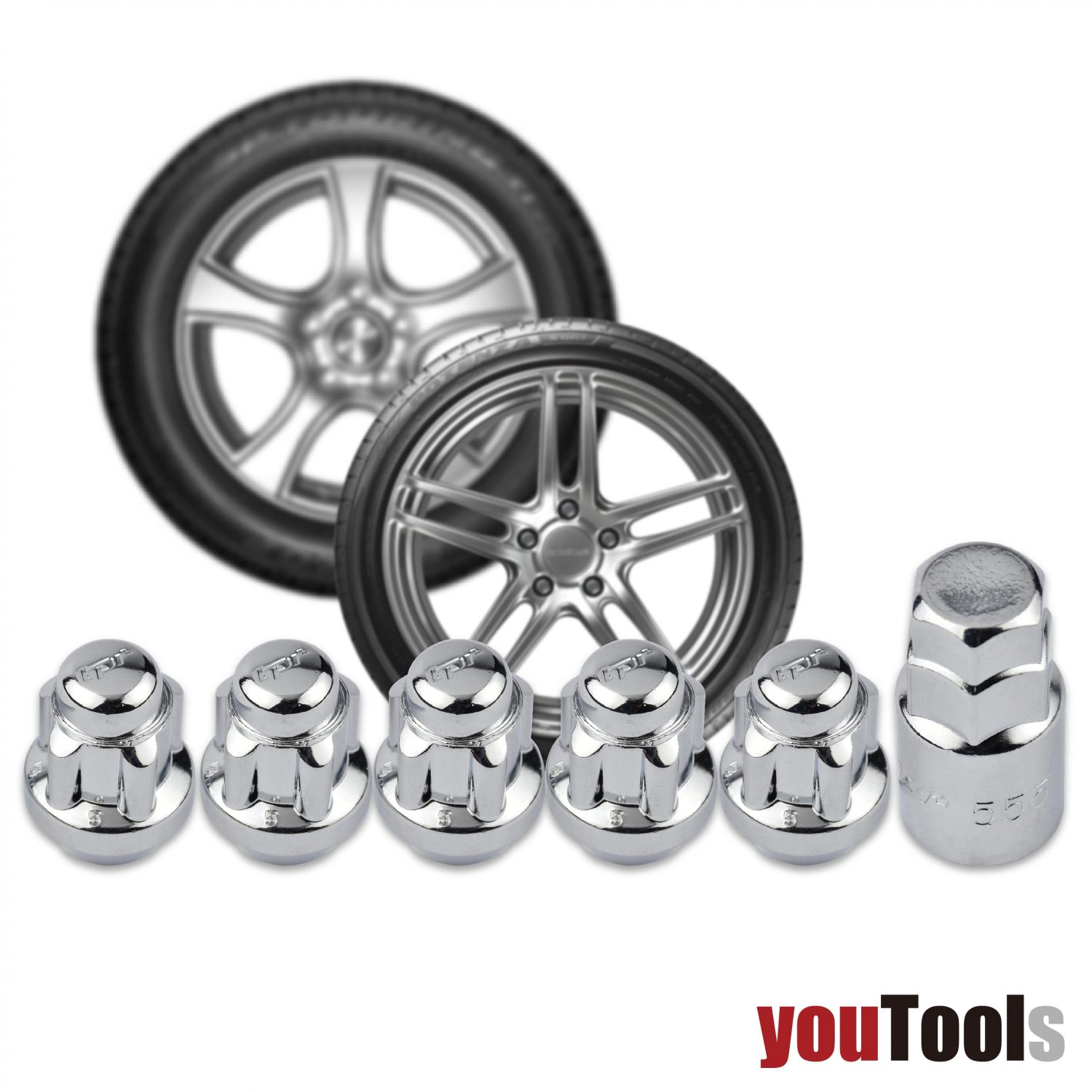 5+1 Anti Theft Tapered Wheel Lock Nut 1/2″ L31mm YouTools