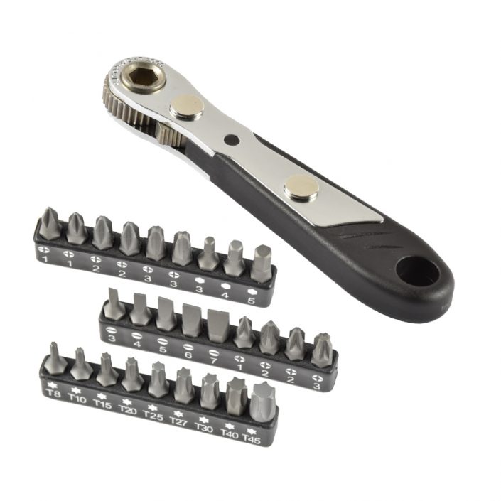 28PCE Right Angle Screwdriver Set Box Type Ratchet Driver Reversible YouTools