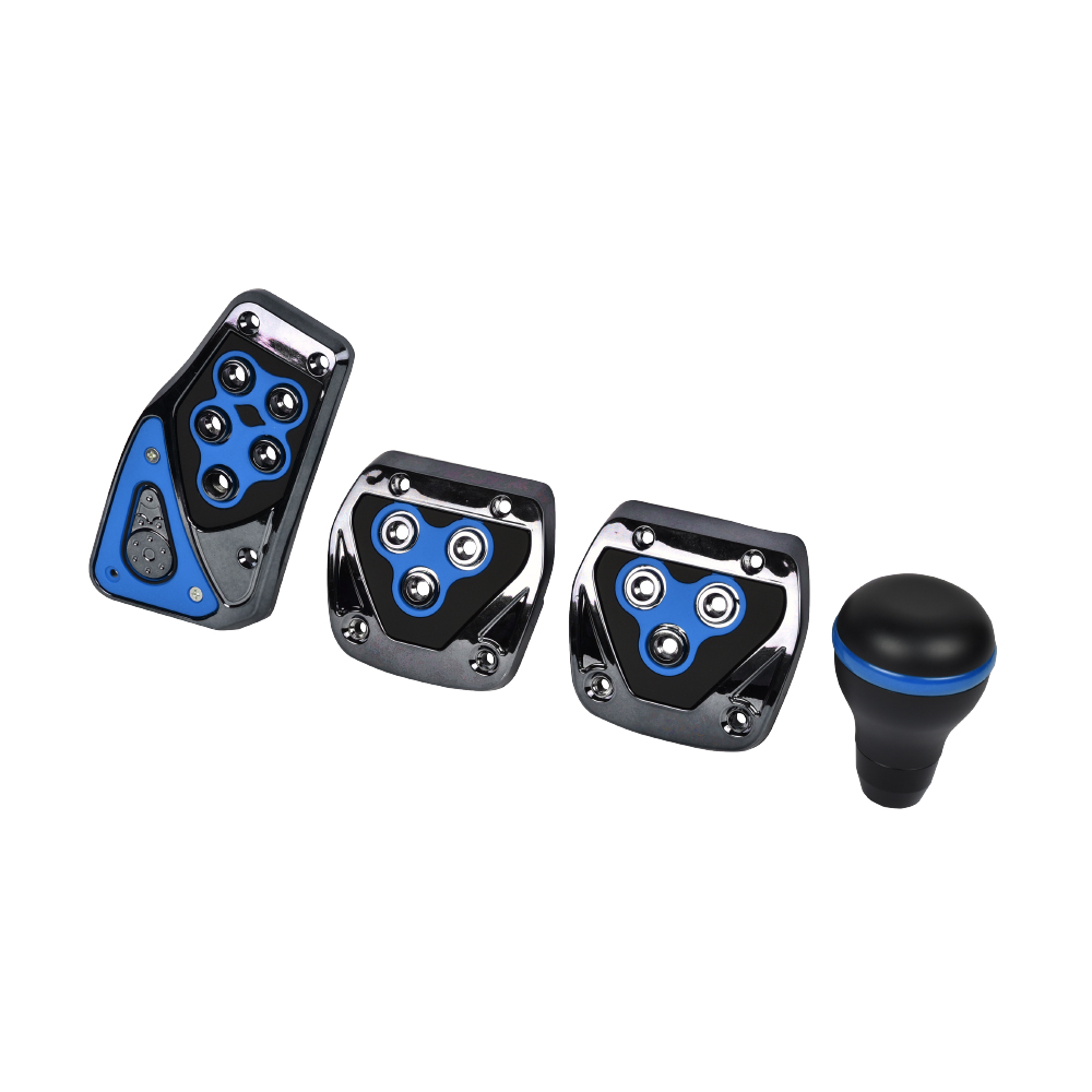 4PCE Shifter Pedal Combo Kit Shift Gear Knob Pedal Pads BLUE