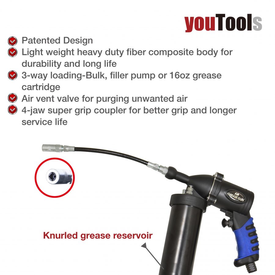 Heavy Duty Continuous Shot Air Grease Gun Australian Standard Lightweight Head YouTools