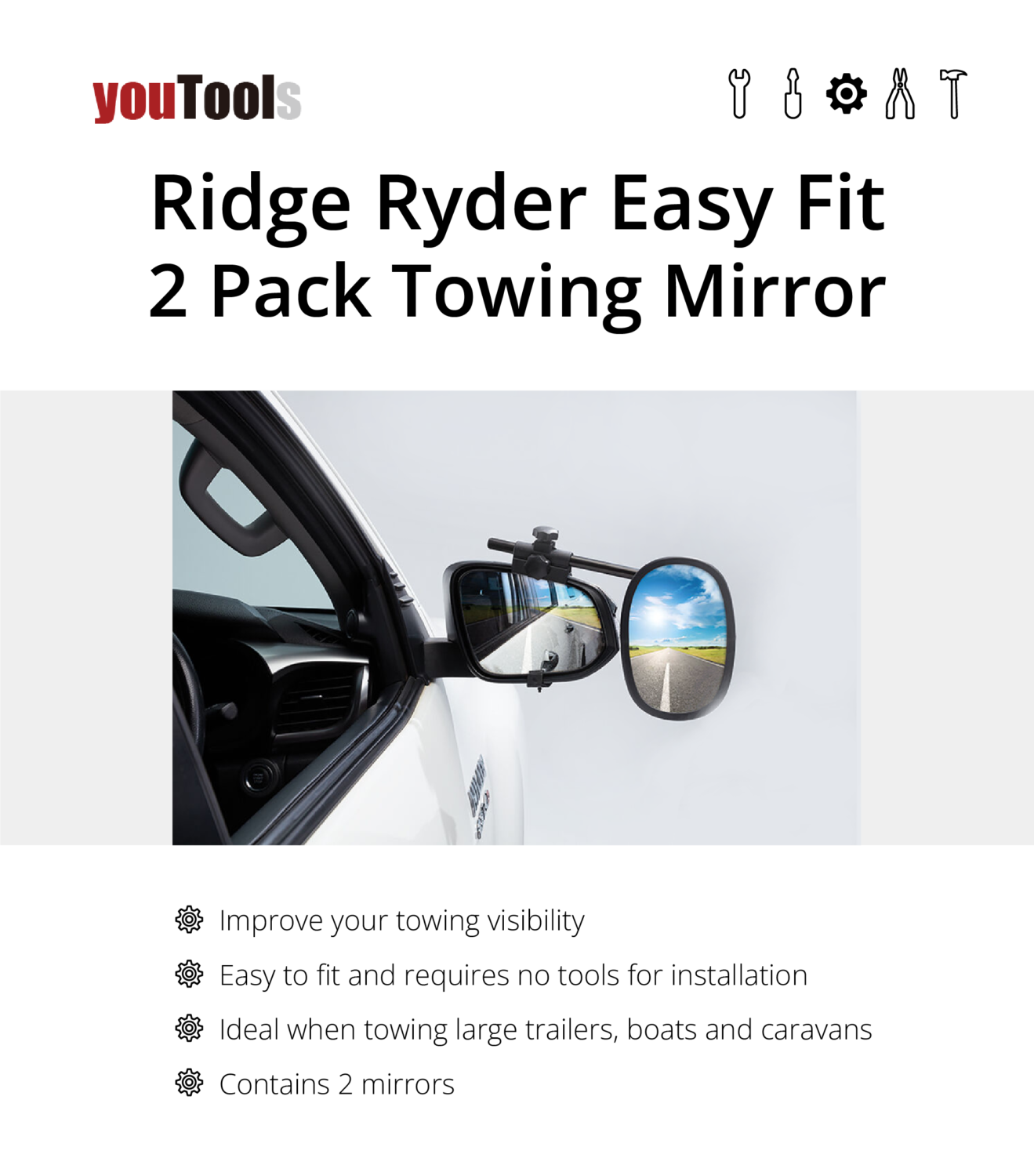 Ring RCT1410 Car Towing Mirror - Pack Of 2